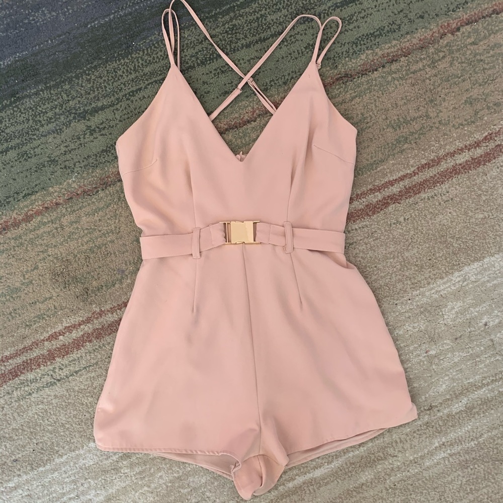 Misguided Belted Pink Romper